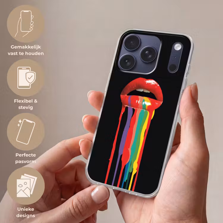Lippen - Kleuren - Zwart Telefoonhoesje iPhone 17 Pro klein -sfeer3_NL