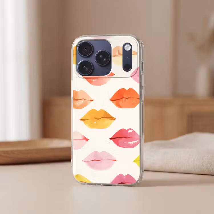 Lippen - Kleurrijk - Glanzend Telefoonhoesje iPhone 17 Pro klein -sfeer2