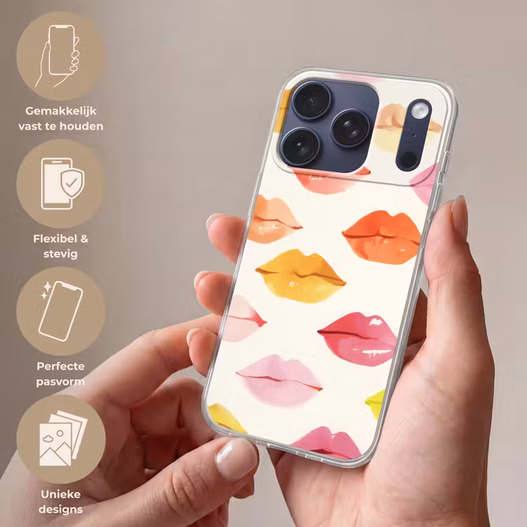 Lippen - Kleurrijk - Glanzend Telefoonhoesje iPhone 17 Pro klein -sfeer3_NL