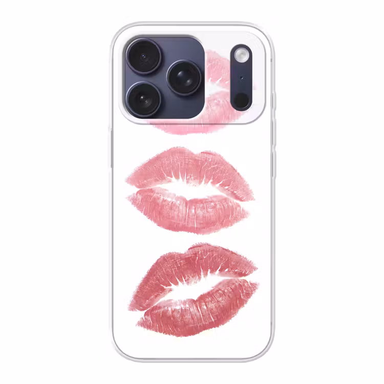 Lippen - Kusafdruk - Roze - Modern - Abstract Telefoonhoesje iPhone 17 Pro klein -3d