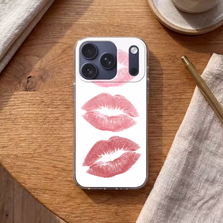 Lippen - Kusafdruk - Roze - Modern - Abstract Telefoonhoesje iPhone 17 Pro klein -sfeer1