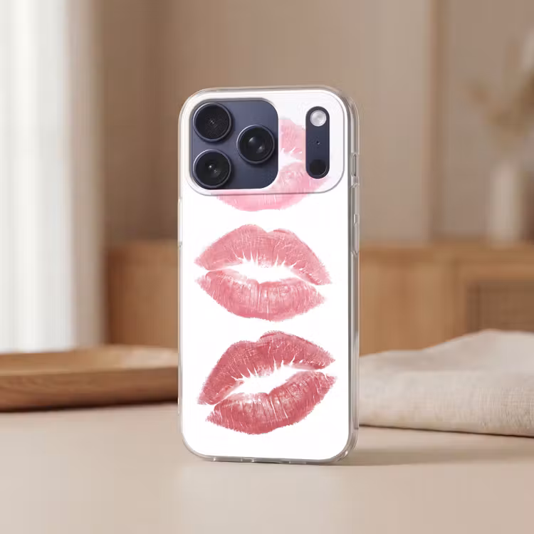 Lippen - Kusafdruk - Roze - Modern - Abstract Telefoonhoesje iPhone 17 Pro klein -sfeer2
