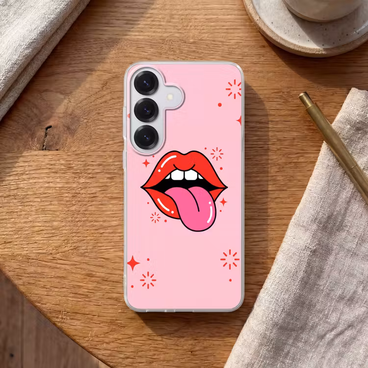 Lippen - Tong - Pop-art - Kleurrijk - Roze Telefoonhoesje Samsung Galaxy S26 klein -sfeer1