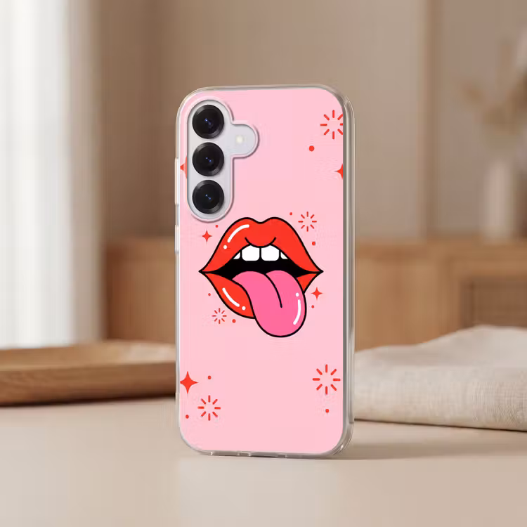 Lippen - Tong - Pop-art - Kleurrijk - Roze Telefoonhoesje Samsung Galaxy S26 klein -sfeer2