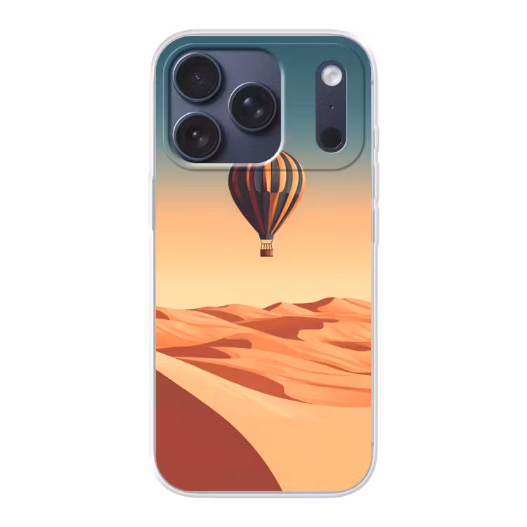 Luchtballon - Woestijn - Zonsondergang - Blauw Telefoonhoesje iPhone 17 Pro klein -3d