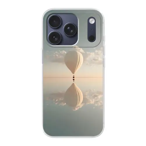 Luchtballon - Wolken - Water - Blauw Telefoonhoesje iPhone 17 Pro klein -3d