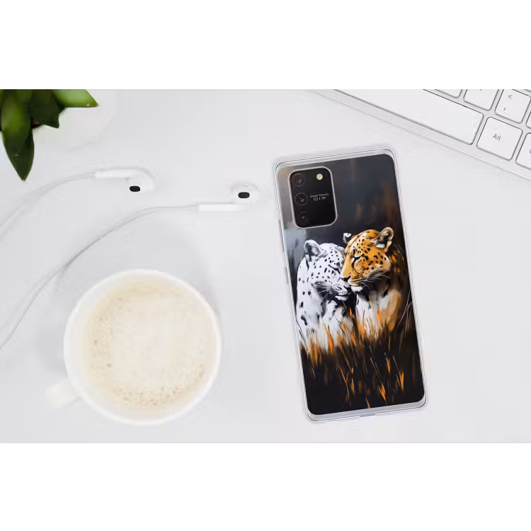 Luipaard - Oranje - Wit - Gras Telefoonhoesje Samsung Galaxy S10 Lite klein -oordopS10Lite