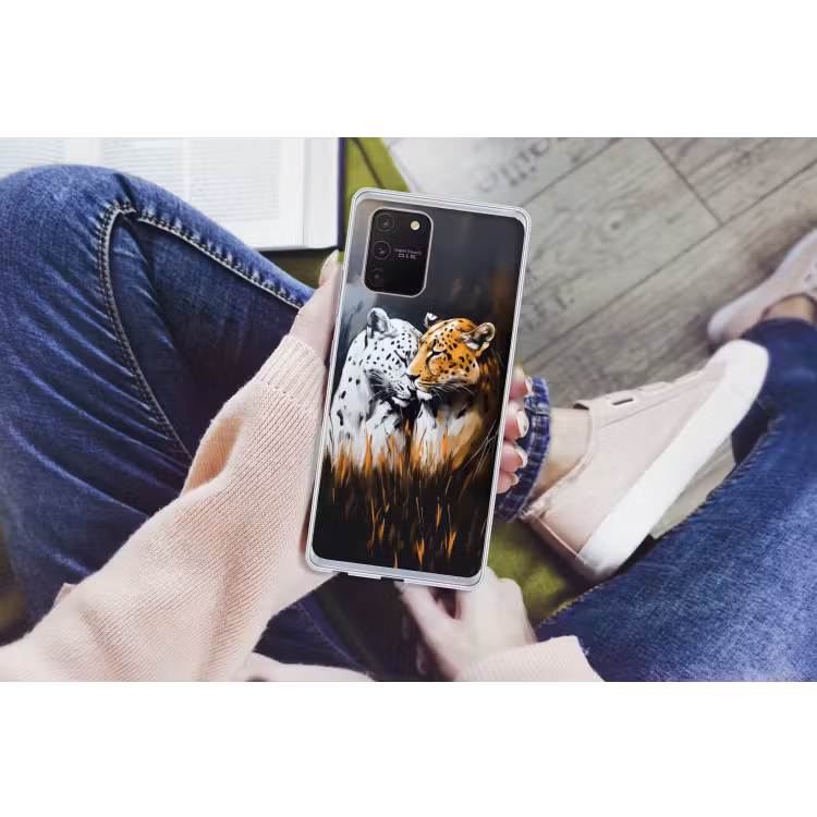 Luipaard - Oranje - Wit - Gras Telefoonhoesje Samsung Galaxy S10 Lite klein -handS10Lite