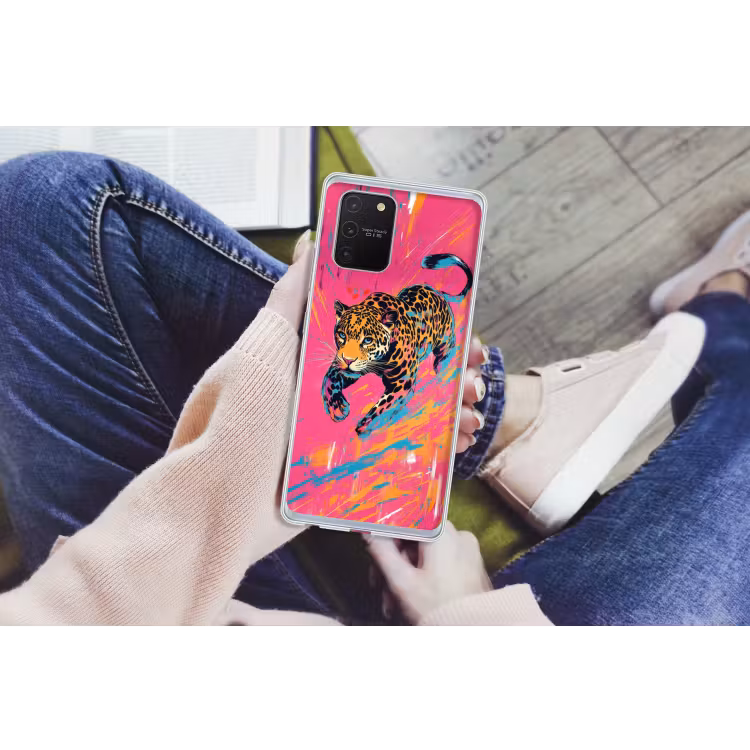 Luipaard - Roze - Oranje - Blauw - Verf Telefoonhoesje Samsung Galaxy S10 Lite klein -handS10Lite