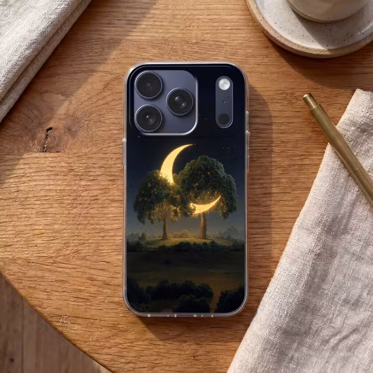 Maan - Bomen - Rust Telefoonhoesje iPhone 17 Pro klein -sfeer1