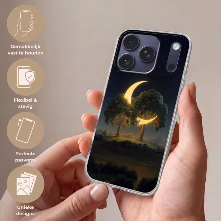 Maan - Bomen - Rust Telefoonhoesje iPhone 17 Pro klein -sfeer3_NL