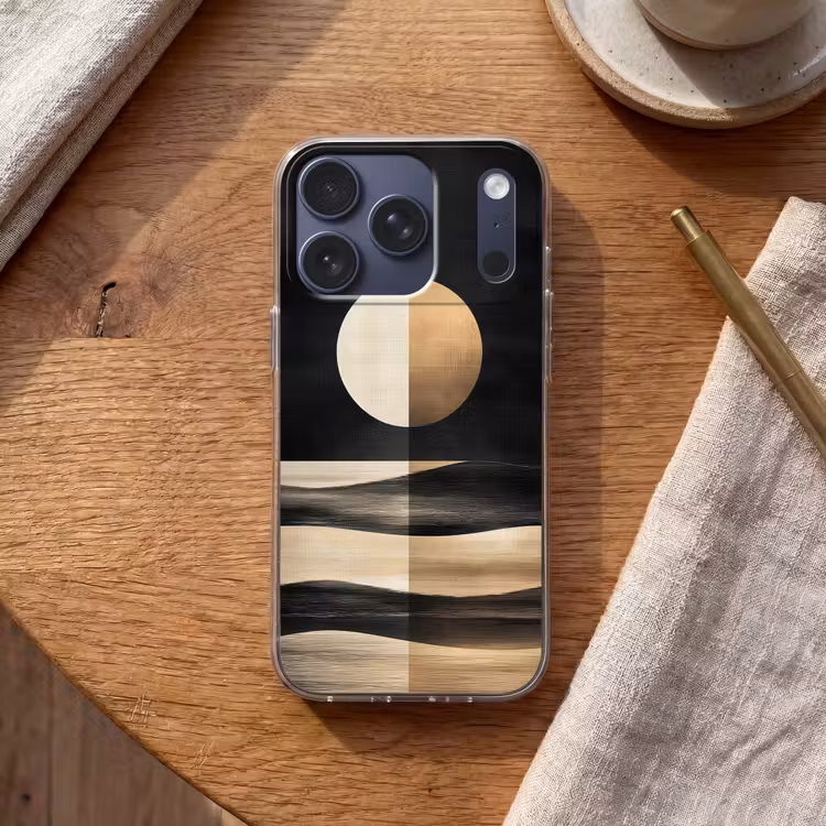 Maan - Cirkel - Goud Telefoonhoesje iPhone 17 Pro klein -sfeer1