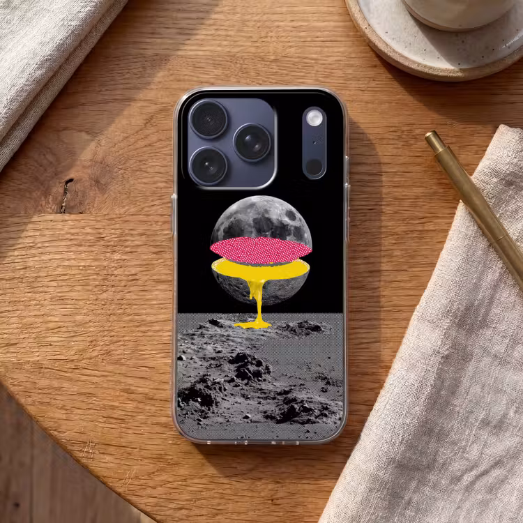 Maan - Geel - Roze - Zwart Telefoonhoesje iPhone 17 Pro klein -sfeer1