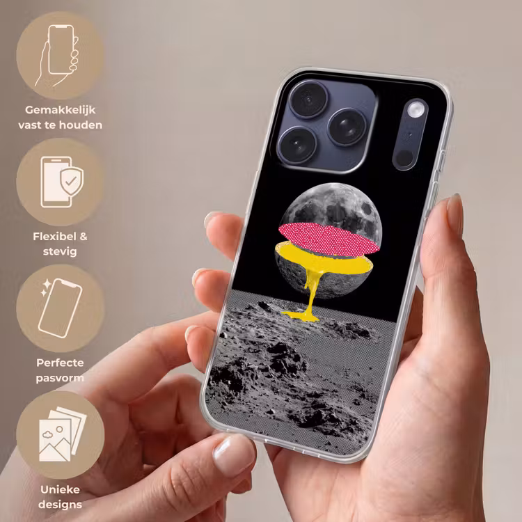 Maan - Geel - Roze - Zwart Telefoonhoesje iPhone 17 Pro klein -sfeer3_NL
