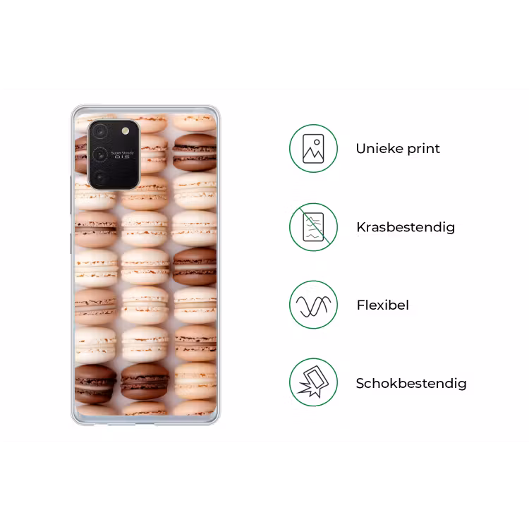 Macarons - Beige - Bruin Telefoonhoesje Samsung Galaxy S10 Lite klein -specsS10Lite