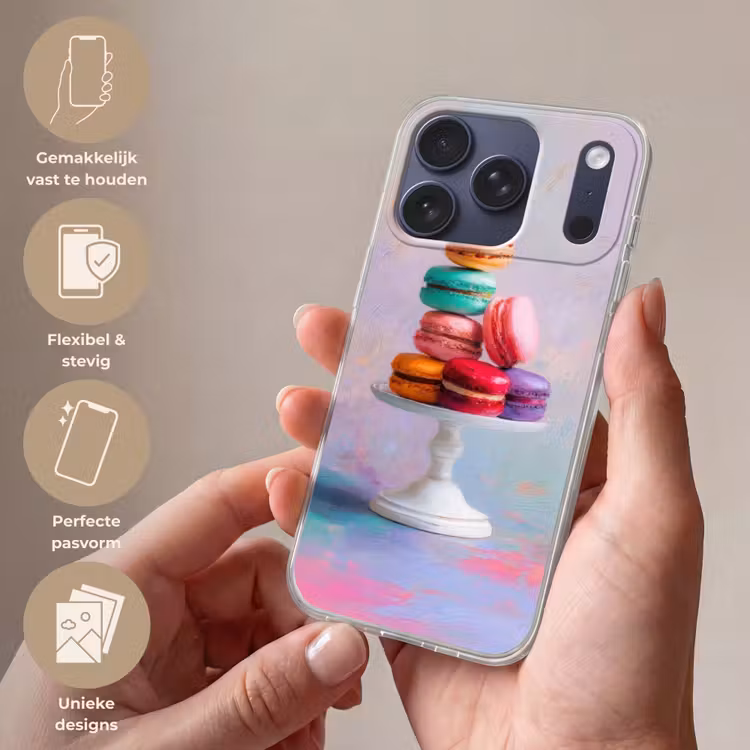 Macarons - Schaal - Pastel - Kleurrijk Telefoonhoesje iPhone 17 Pro klein -sfeer3_NL