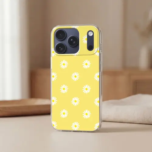 Madeliefjes - Pastel - Wit - Geel - Bloemen Telefoonhoesje iPhone 17 Pro klein -sfeer2