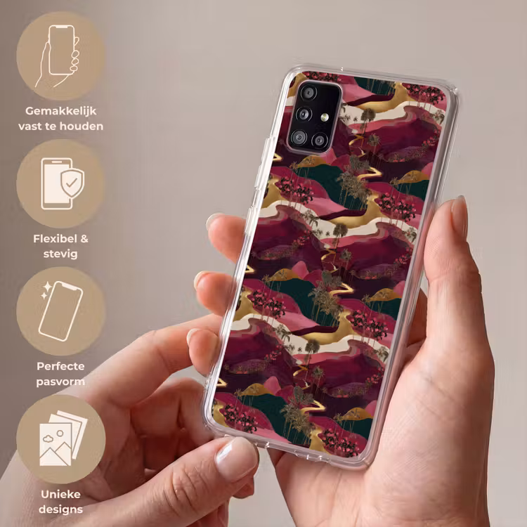 Magisch - Palmbomen - Goud Telefoonhoesje Samsung Galaxy A51 5G klein 373 -sfeer3_NL