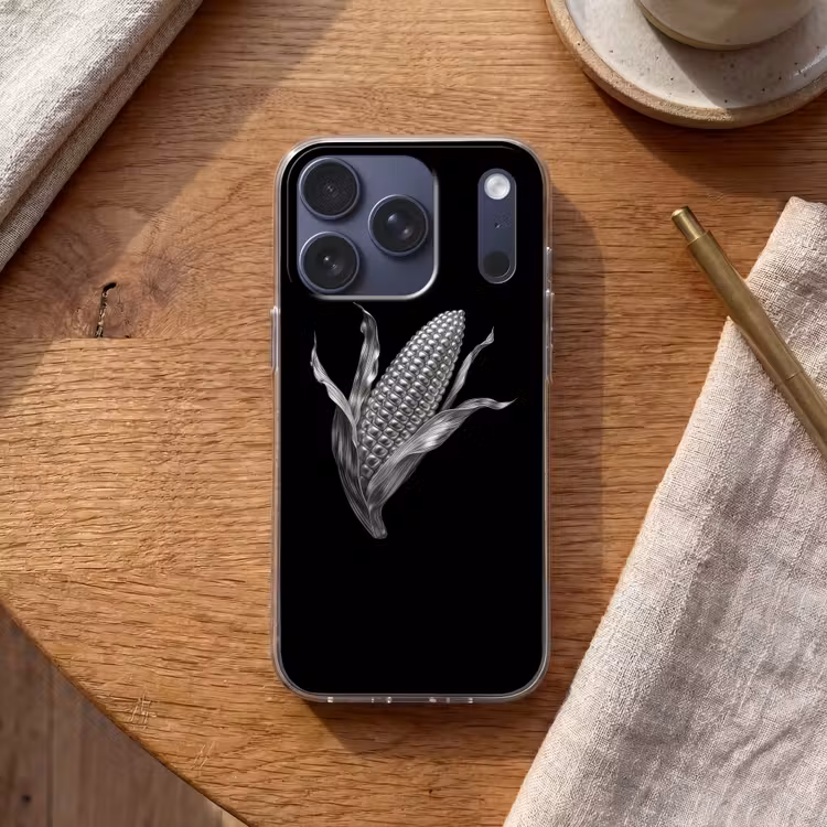 Maïskolf - Glanzend metaal - Elegant Telefoonhoesje iPhone 17 Pro klein -sfeer1