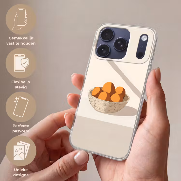 Mand - Fruit - Minimalistisch - Oranje Telefoonhoesje iPhone 17 Pro klein -sfeer3_NL