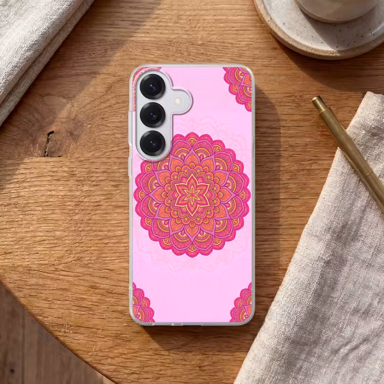 Mandala - Cirkel - Spiritueel - Oosters - Roze Telefoonhoesje Samsung Galaxy S26 klein -sfeer1