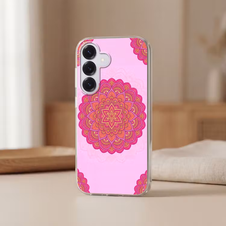 Mandala - Cirkel - Spiritueel - Oosters - Roze Telefoonhoesje Samsung Galaxy S26 klein -sfeer2