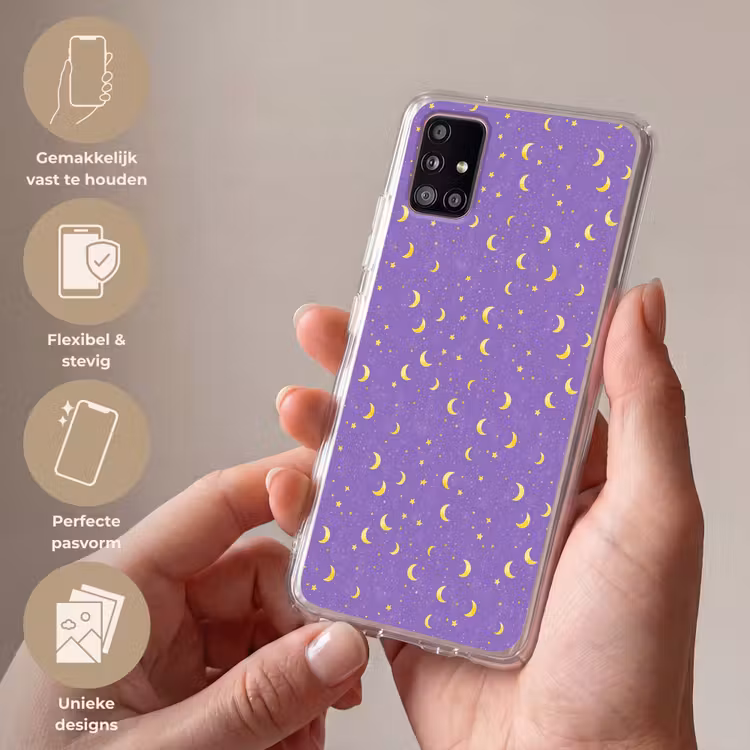 Manen - Sterren - Paars Telefoonhoesje Samsung Galaxy A51 5G klein 373 -sfeer3_NL