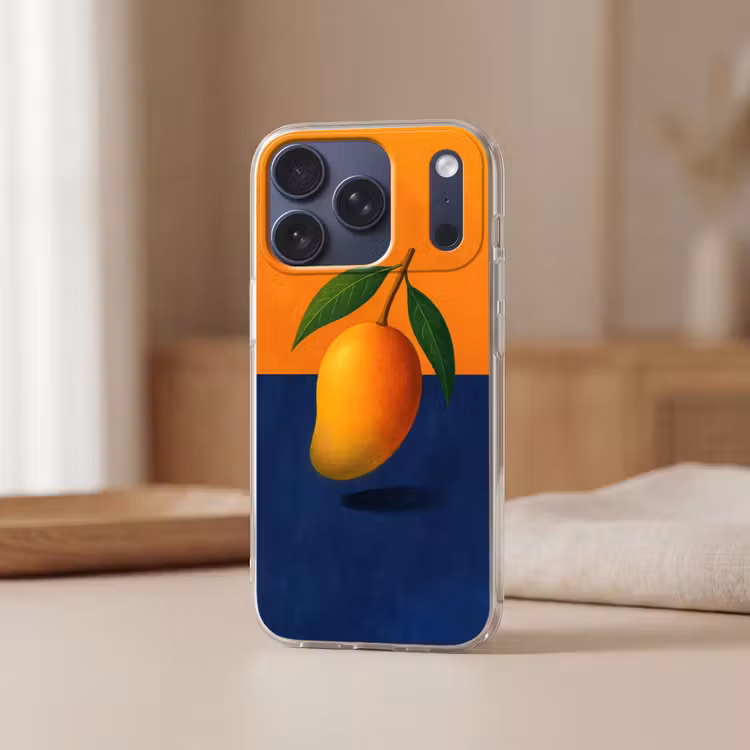 Mango - Vlakken - Bladeren - Oranje Telefoonhoesje iPhone 17 Pro klein -sfeer2
