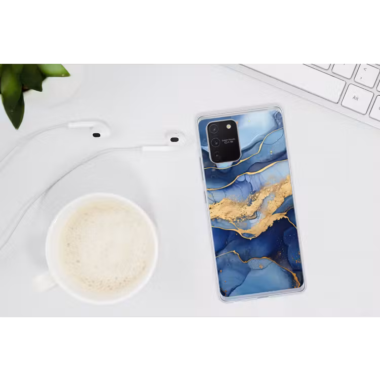 Marmer - Blauw - Goud - Abstract Telefoonhoesje Samsung Galaxy S10 Lite klein -oordopS10Lite