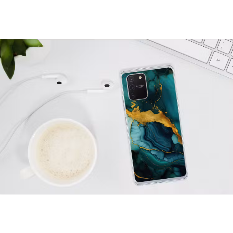 Marmer - Goud - Blauw groen - Abstract - Turquoise Telefoonhoesje Samsung Galaxy S10 Lite klein -oordopS10Lite