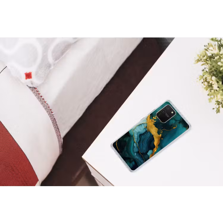 Marmer - Goud - Blauw groen - Abstract - Turquoise Telefoonhoesje Samsung Galaxy S10 Lite klein -kamerS10Lite