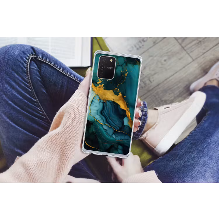 Marmer - Goud - Blauw groen - Abstract - Turquoise Telefoonhoesje Samsung Galaxy S10 Lite klein -handS10Lite