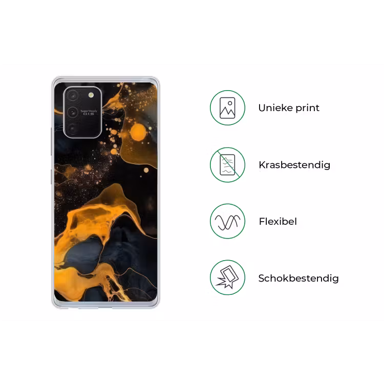 Marmer - Goud - Zwart - Abstract - Modern Telefoonhoesje Samsung Galaxy S10 Lite klein -specsS10Lite