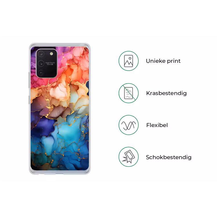 Marmer - Kleurrijk - Kleuren - Abstract Telefoonhoesje Samsung Galaxy S10 Lite klein -specsS10Lite