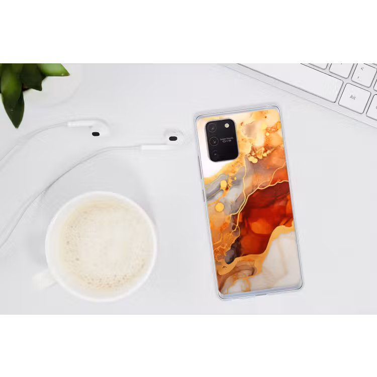 Marmer - Oranje - Goud - Modern - Abstract Telefoonhoesje Samsung Galaxy S10 Lite klein -oordopS10Lite