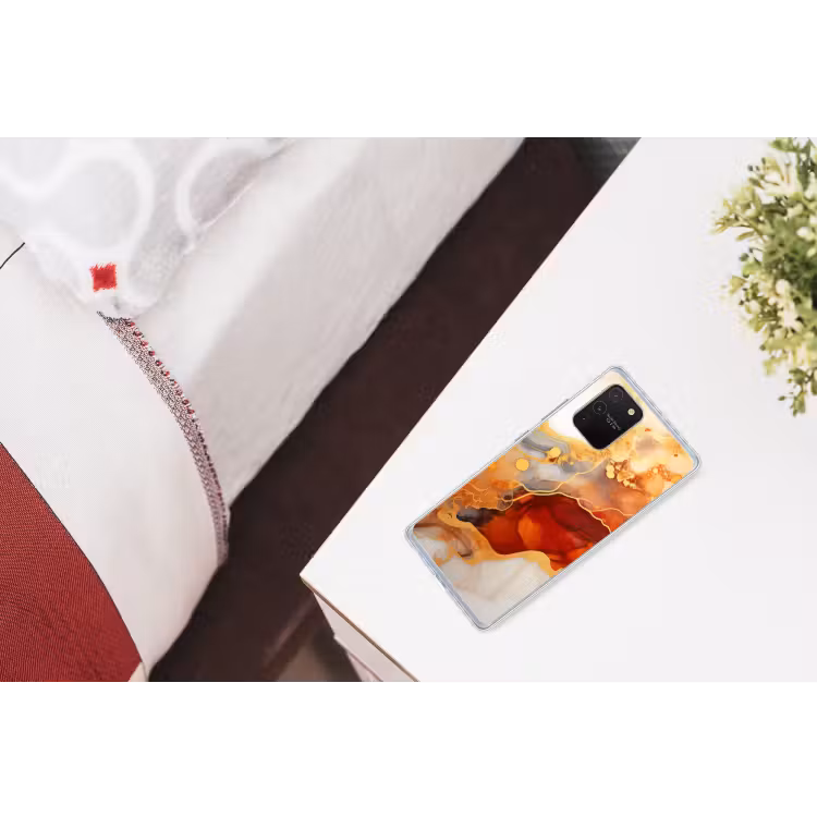 Marmer - Oranje - Goud - Modern - Abstract Telefoonhoesje Samsung Galaxy S10 Lite klein -kamerS10Lite
