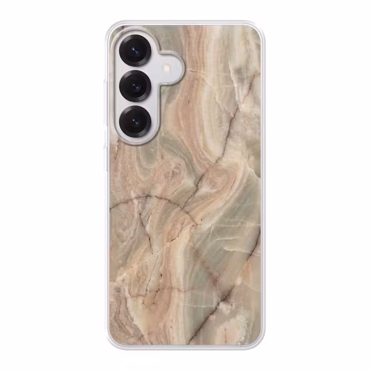 Marmer - Patroon - Abstract - Beige - Groen Telefoonhoesje Samsung Galaxy S26 klein -3d