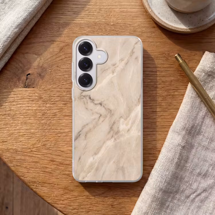Marmer - Patroon - Abstract - Modern - Beige Telefoonhoesje Samsung Galaxy S26 klein -sfeer1