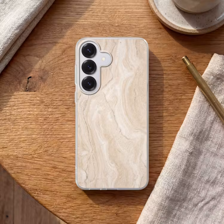 Marmer - Patroon - Beige - Steen - Abstract Telefoonhoesje Samsung Galaxy S26 klein -sfeer1