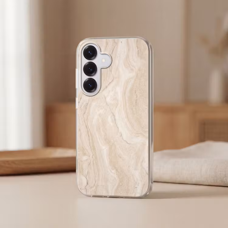 Marmer - Patroon - Beige - Steen - Abstract Telefoonhoesje Samsung Galaxy S26 klein -sfeer2