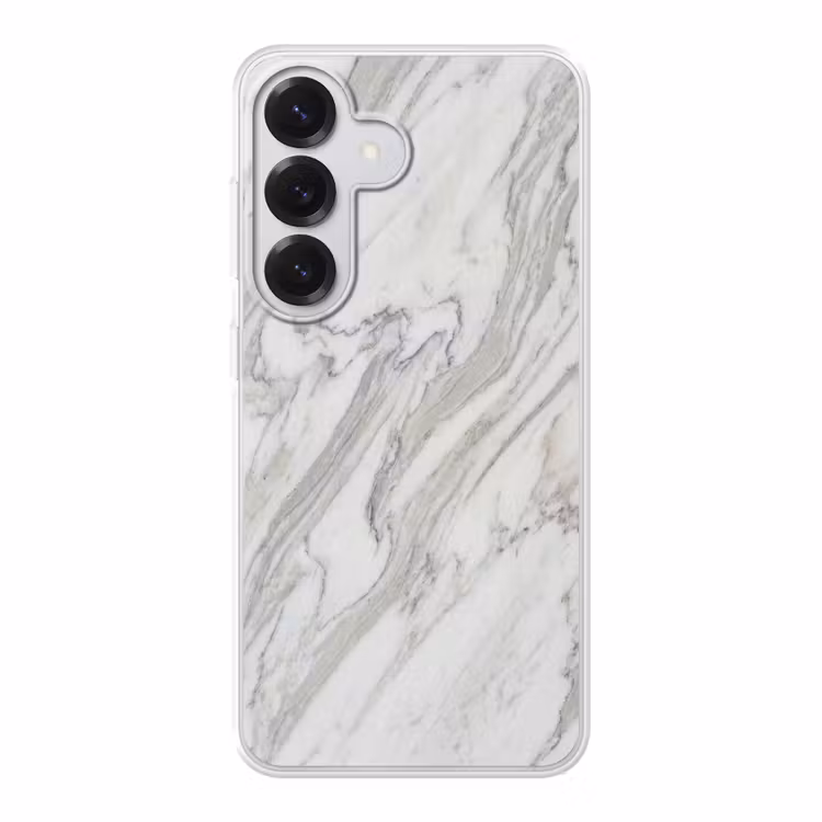 Marmer - Wit - Grijs - Structuur - Modern Telefoonhoesje Samsung Galaxy S26 klein -3d