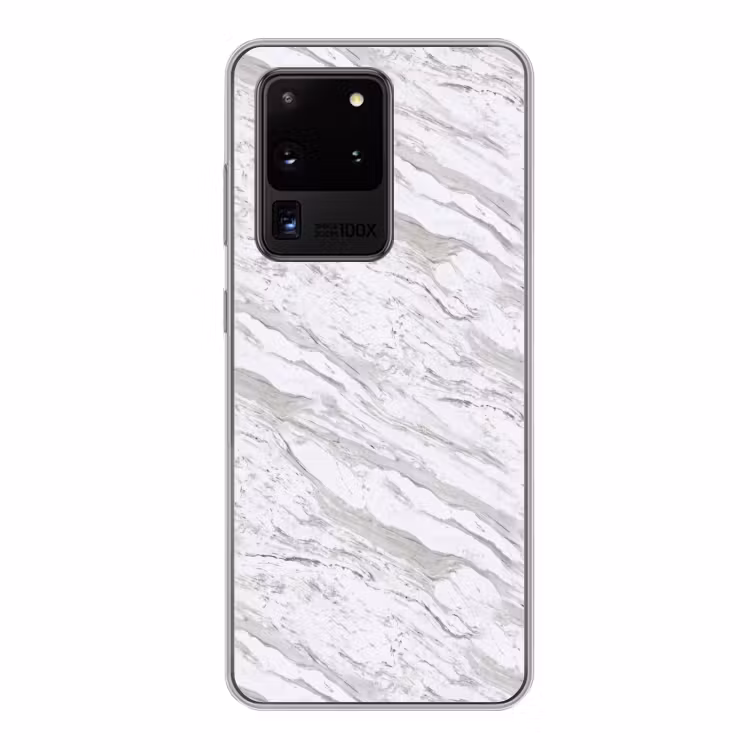 Marmer - Wit - Grijsgroen Telefoonhoesje Samsung Galaxy S20 Ultra klein 358 -3d