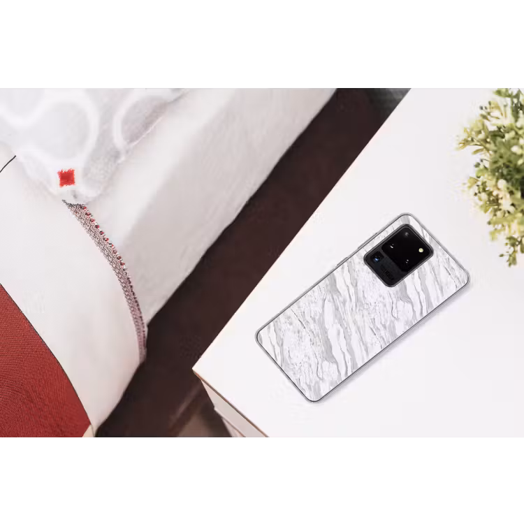 Marmer - Wit - Grijsgroen Telefoonhoesje Samsung Galaxy S20 Ultra klein 358 -kamerS20Ultra