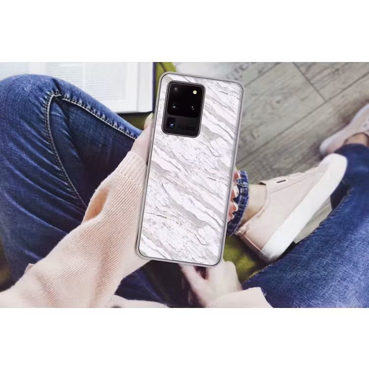 Marmer - Wit - Grijsgroen Telefoonhoesje Samsung Galaxy S20 Ultra klein 358 -handS20Ultra