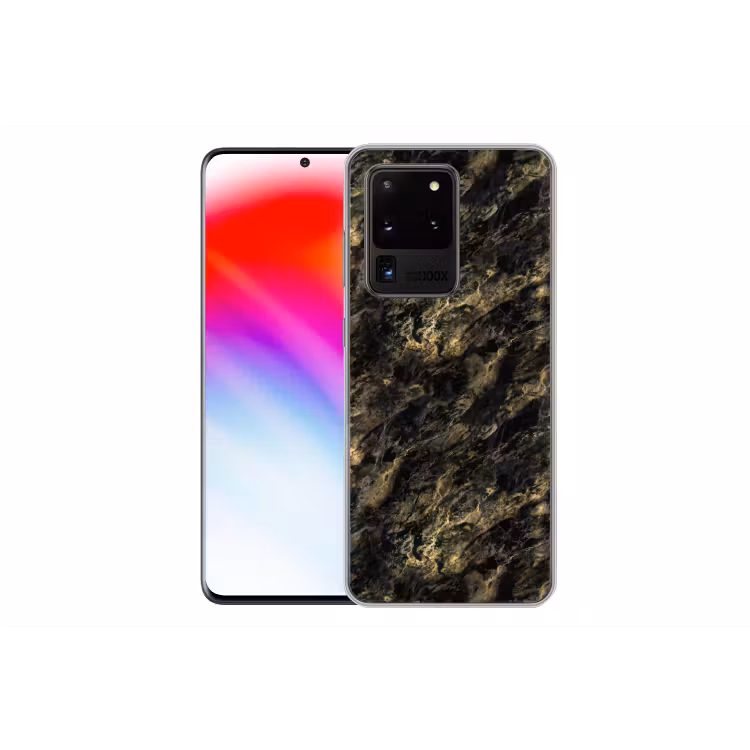 Marmer - Zwart - Goud Telefoonhoesje Samsung Galaxy S20 Ultra klein 358 -dubbelS20Ultra