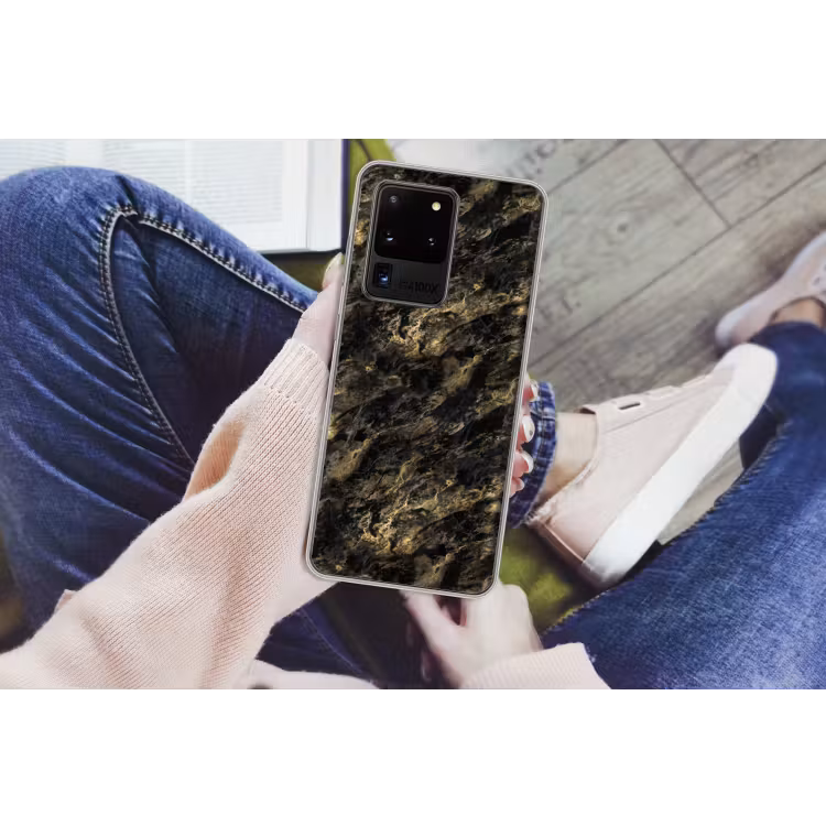 Marmer - Zwart - Goud Telefoonhoesje Samsung Galaxy S20 Ultra klein 358 -handS20Ultra