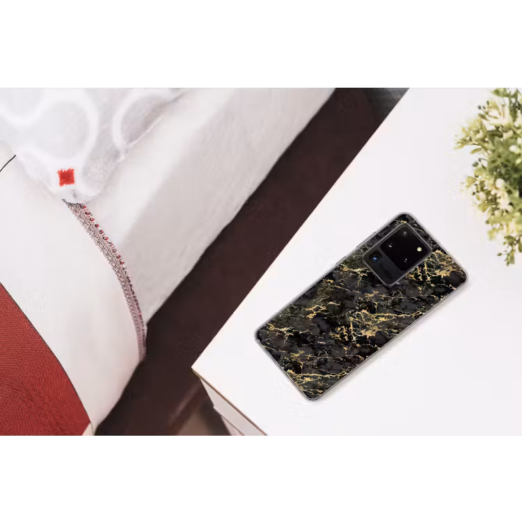 Marmer - Zwart - Goudstructuur Telefoonhoesje Samsung Galaxy S20 Ultra klein 358 -kamerS20Ultra