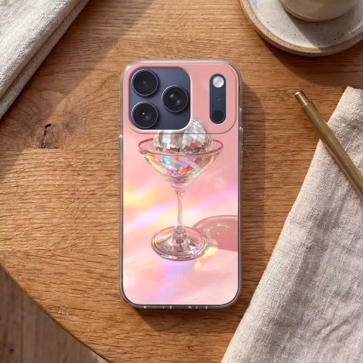 Martiniglas - Discobal - Fonkelende lichtvlekken Telefoonhoesje iPhone 17 Pro klein -sfeer1