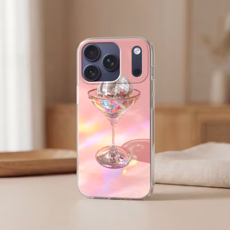 Martiniglas - Discobal - Fonkelende lichtvlekken Telefoonhoesje iPhone 17 Pro klein -sfeer2