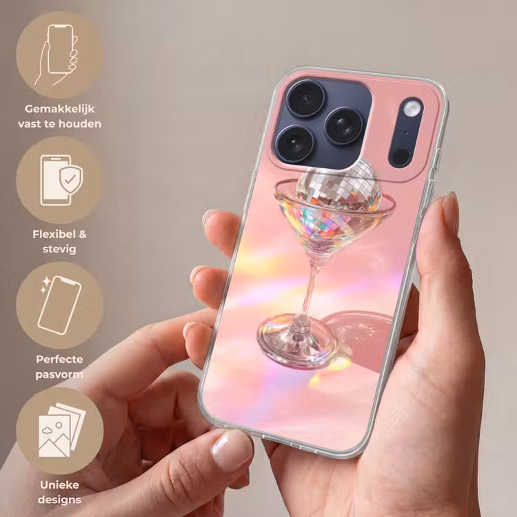 Martiniglas - Discobal - Fonkelende lichtvlekken Telefoonhoesje iPhone 17 Pro klein -sfeer3_NL